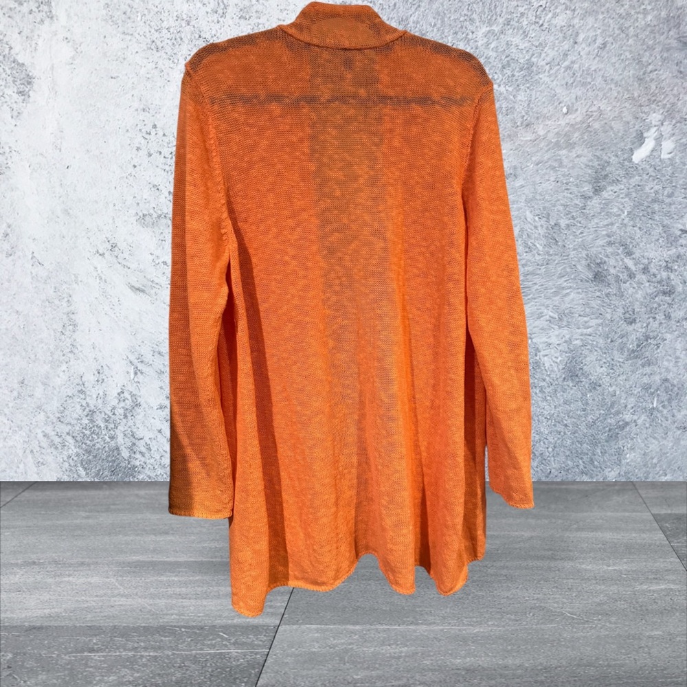 Eileen Fisher linen Blend Tangerine Open-Front Cardigan - Picture 2 of 3